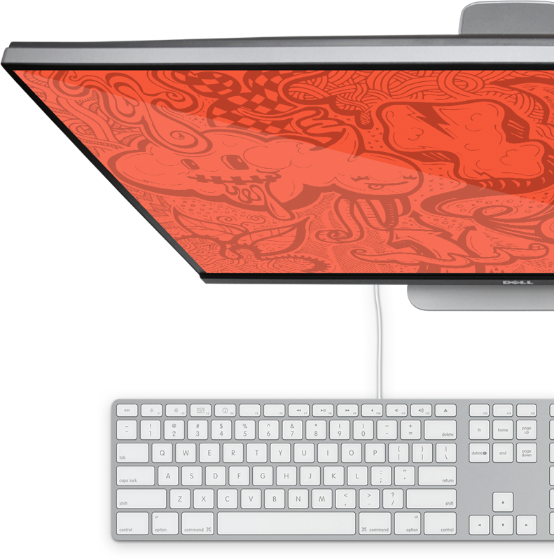 computer monitor and keyboard