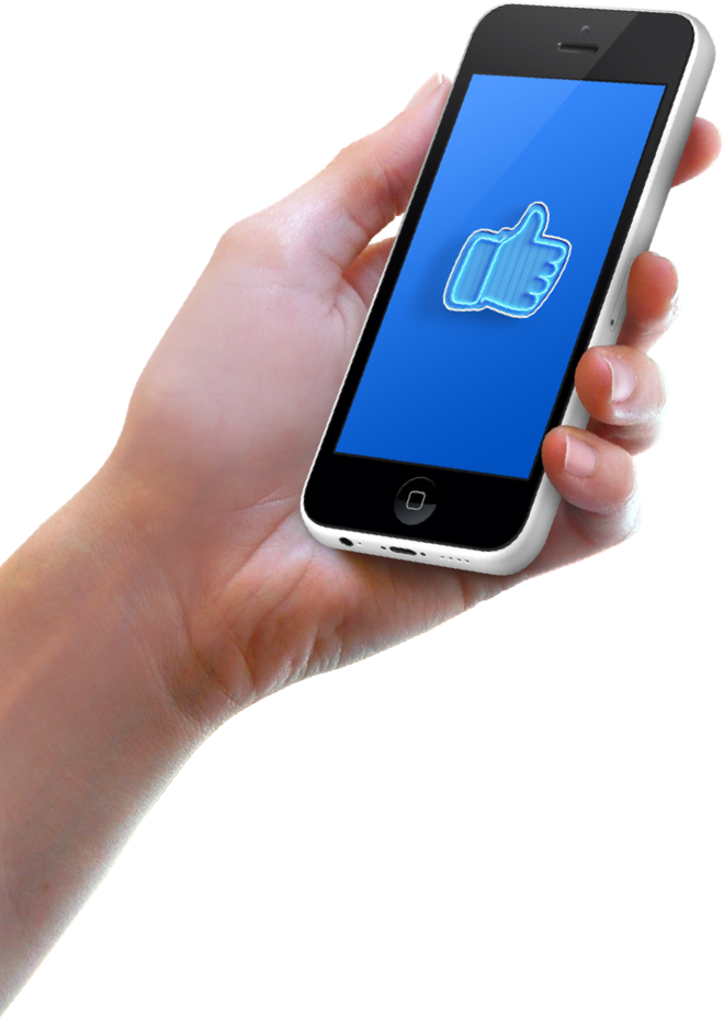 person holding smartphone displaying social media